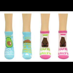 Ladies Fun Food 2 Pair Pack Lowcut Socks‎ - Holy Guacamole / You're Salty